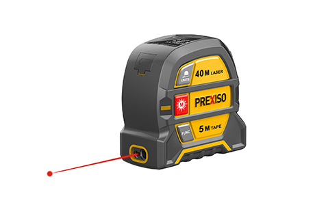 PREXISO Télémètre Laser 2 en 1, Mètre Ruban de 5M Rechargeable, Outil de  Mesure avec Crochet Magnétique Mobile et Laser de 40M, Mode Pythagore,  Unité